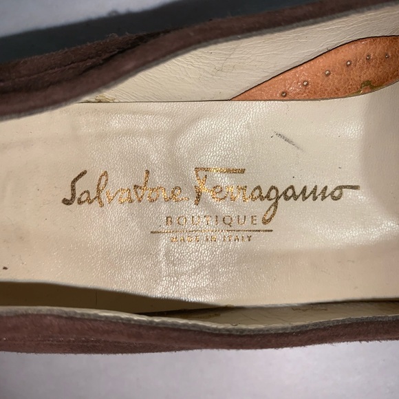 SALVATORE FERRAGAMO size 7B brown suede LOAFERS - Picture 2 of 12
